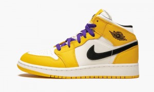 Nike Air Jordan Mid SE (GS) 'Lakers' Kids Shoes Gold / Black | 615307-UXQ