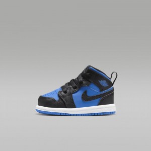 Nike Jordan 1 Mid Kids Shoes Black / Blue | 049327-ILM