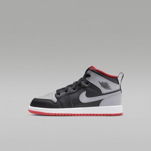 Nike Jordan 1 Mid Kids Shoes Grey / Black | 589462-ZKO