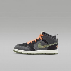 Nike Jordan 1 Mid SE Craft Kids Shoes Dark Grey / orange | 678243-BST