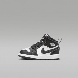 Nike Jordan 1 Mid SE Kids Shoes Black / White | 703642-FVB