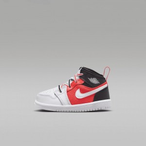 Nike Jordan 1 Mid SE Kids Shoes Black / White / Red | 849756-COD