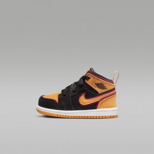 Nike Jordan 1 Mid SE Kids Shoes Black / Yellow | 563904-XCW