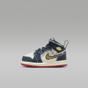 Nike Jordan 1 Mid SE Kids Shoes Blue / White | 962873-IMG