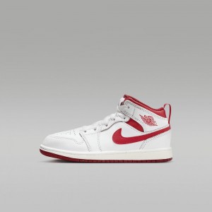 Nike Jordan 1 Mid SE Kids Shoes White / Red | 497562-HXW