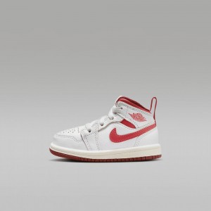 Nike Jordan 1 Mid SE Kids Shoes White / Red | 761039-BZQ