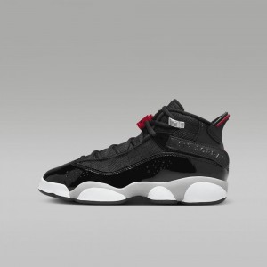 Nike Jordan 6 Rings Kids Shoes Black / White / Red | 510267-SZB