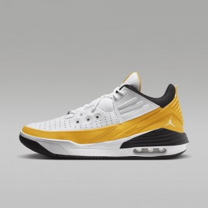 Nike Jordan Max Aura 5 Mens Shoes White / Yellow / Black | 674083-XJR