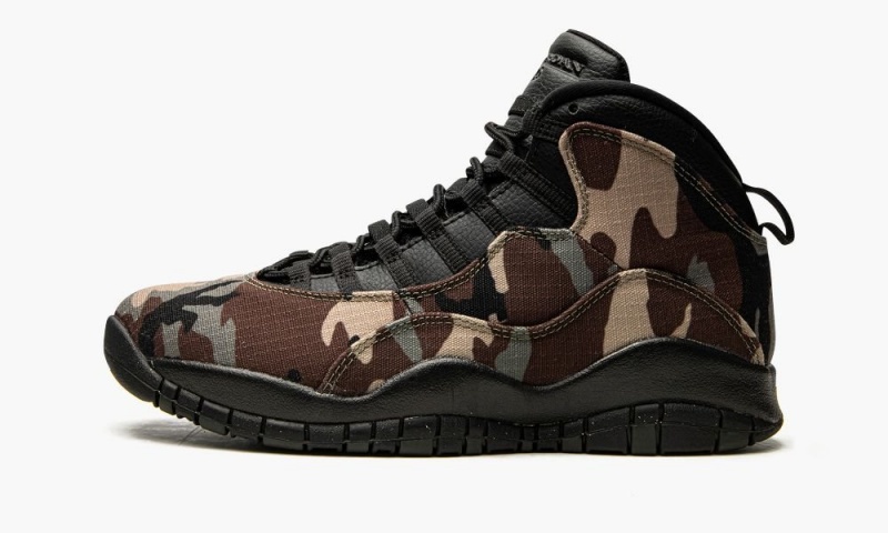 Nike Air Jordan 10 \'Woodland Camo\' Mens Shoes Camo / Black / Chocolate | 728514-YGV