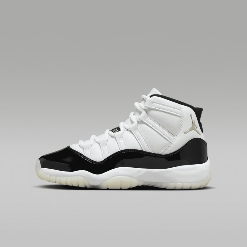 Nike Air Jordan 11 Retro Kids Shoes White / Black / Metal Gold | 745980-QVR