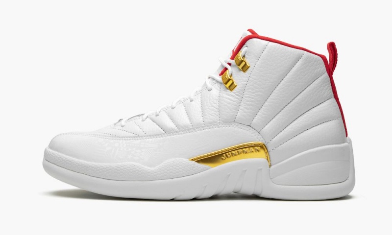 Nike Air Jordan 12 \'FIBA\' Mens Shoes White / Red / Metal Gold | 946735-HRK