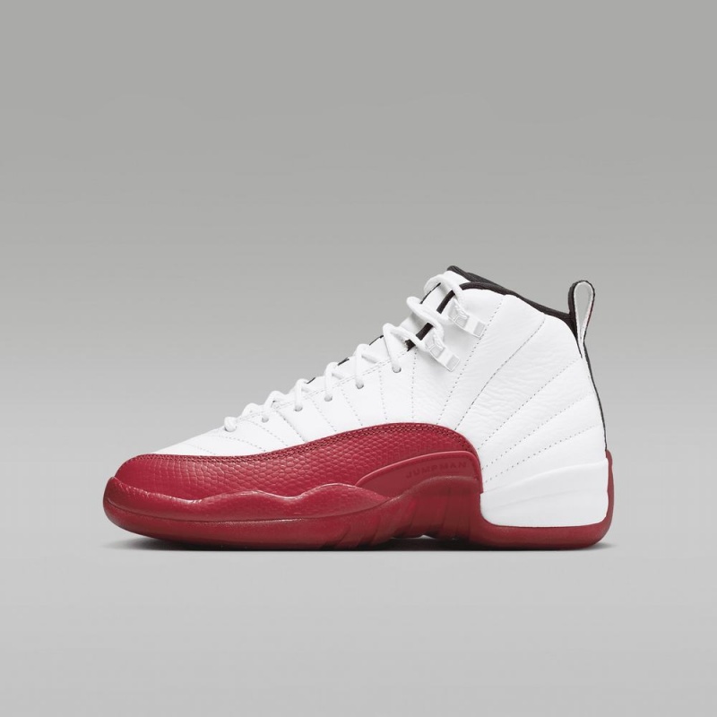 Nike Air Jordan 12 Retro Kids Shoes White / Red / Black | 091578-QSM