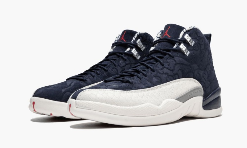 Nike Air Jordan 12 Retro PRM 'International Flight' Mens Shoes Navy / White / Red | 491832-RLD