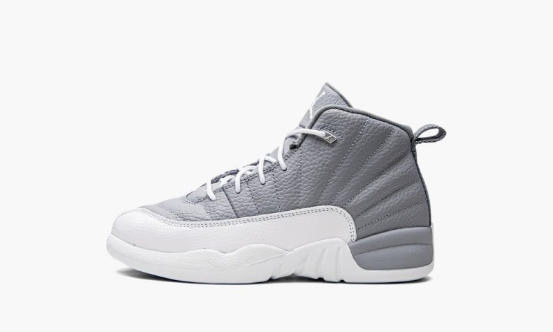 Nike Air Jordan 12 Retro \'Stealth\' Kids Shoes White / Grey | 216739-JKB