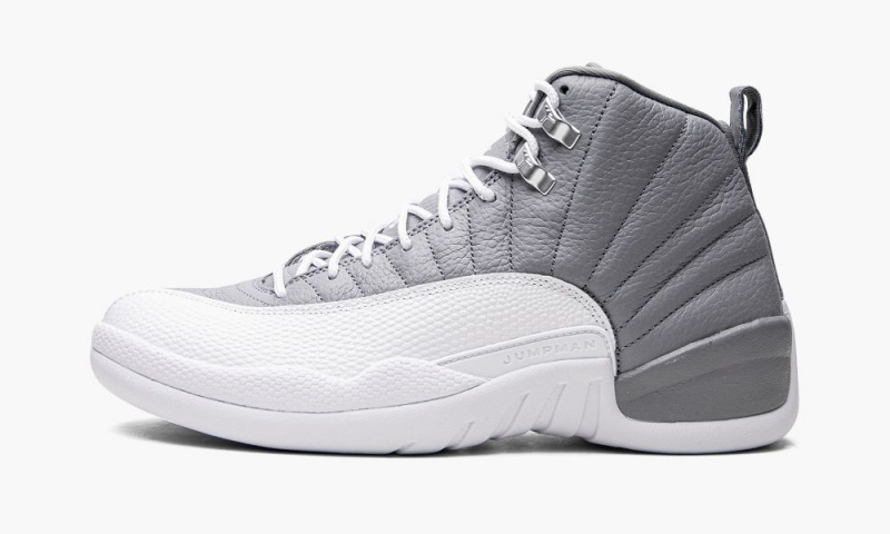 Nike Air Jordan 12 \'Stealth\' Mens Shoes White / Grey | 683497-QPT