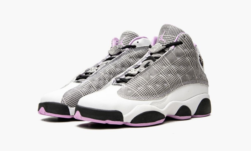 Nike Air Jordan 13 Retro GS 'Houndstooth' Kids Shoes White / Black / Purple / Metal | 654102-YPH