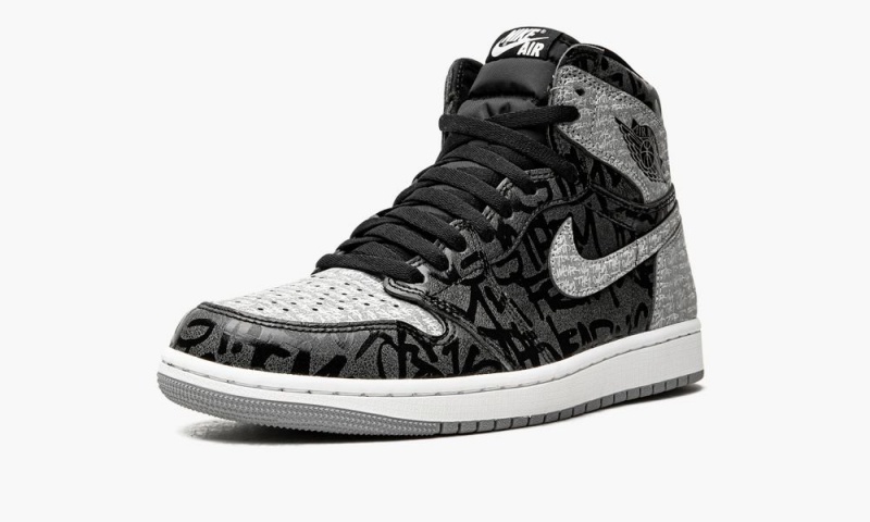 Nike Air Jordan 1 High OG 'Rebellionaire' Mens Shoes Black / White / Grey | 623980-CPH