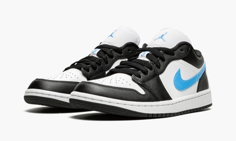 Nike Air Jordan 1 Low 'Black / University Blue' Womens Shoes Black / Blue / White | 301687-RNW