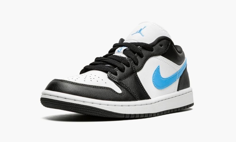 Nike Air Jordan 1 Low 'Black / University Blue' Womens Shoes Black / Blue / White | 301687-RNW