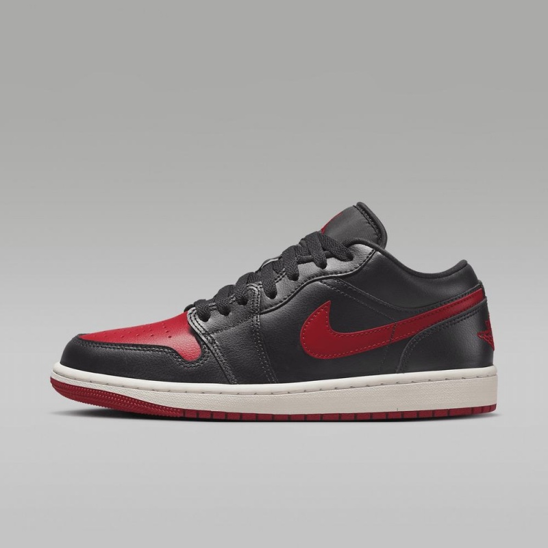 Nike Air Jordan 1 Low Mens Shoes Black / Red | 728451-WKQ