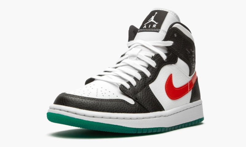 Nike Air Jordan 1 Mid 'Alternate Swooshes' Womens Shoes Black / Red / White | 368745-HED