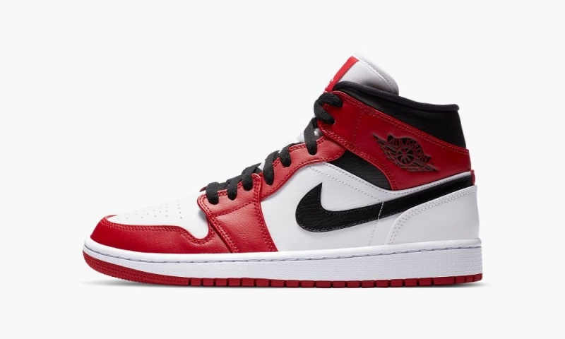 Nike Air Jordan 1 Mid \'Chicago 2020\' Mens Shoes White / Red / Black | 509684-FTL