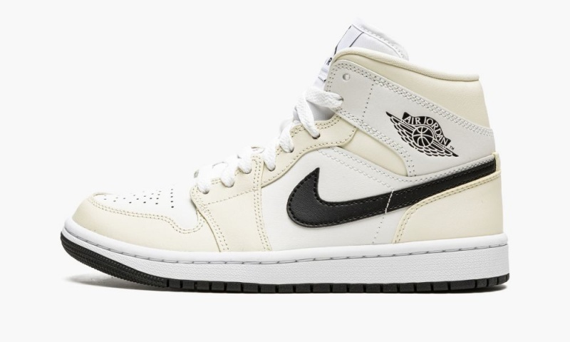 Nike Air Jordan 1 Mid \'Coconut Milk\' Womens Shoes Black / White | 129807-YQH