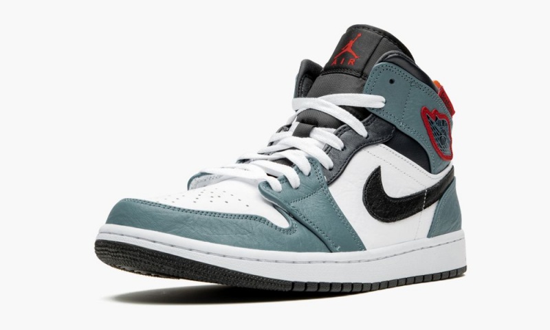 Nike Air Jordan 1 Mid 'Facetasm - Fearless' Mens Shoes White / Light Blue / Navy | 346958-MSV