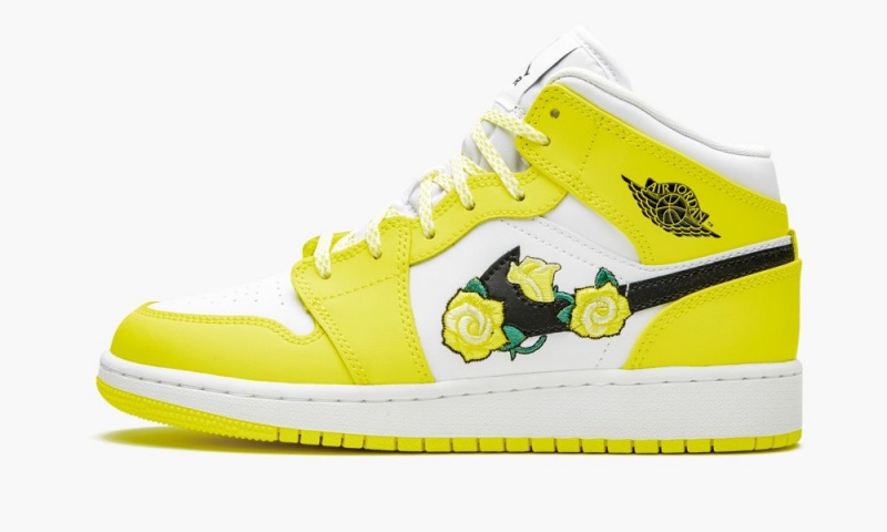 Nike Air Jordan 1 Mid GS \'Dynamic Yellow\' Kids Shoes Yellow / Black / White | 437061-MXZ