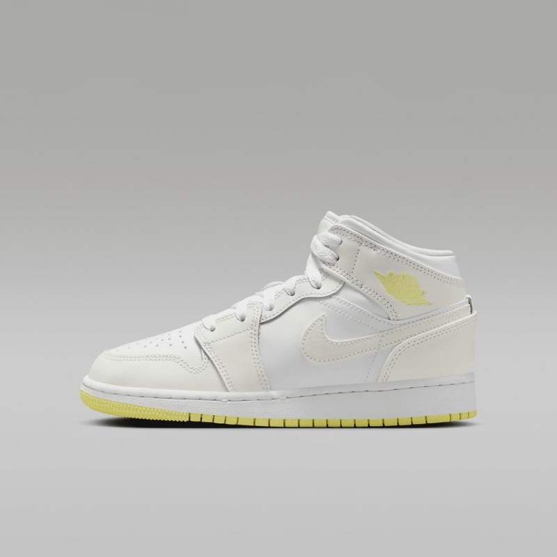 Nike Air Jordan 1 Mid Kids Shoes White / Light Orange | 842750-IOH