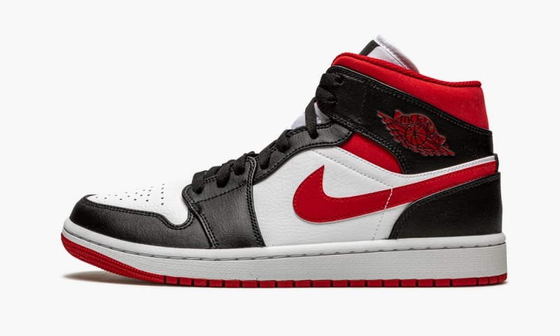 Nike Air Jordan 1 Mid \'Metallic Red\' Mens Shoes White / Red / Black | 259081-MNF