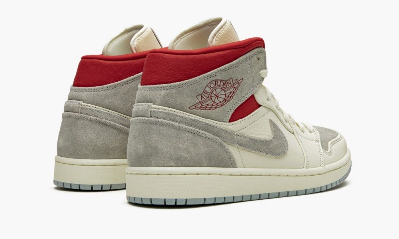 Nike Air Jordan 1 Mid PRM 'Sneakersnstuff 20th anniversary' Mens Shoes Grey / Red / White | 653248-BMO