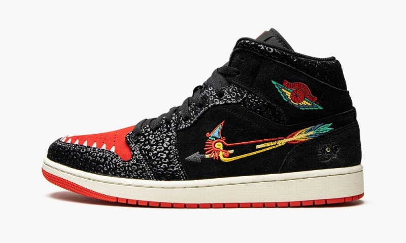 Nike Air Jordan 1 Mid SE \'Siempre Familia\' Mens Shoes Black / Red | 109684-VAG