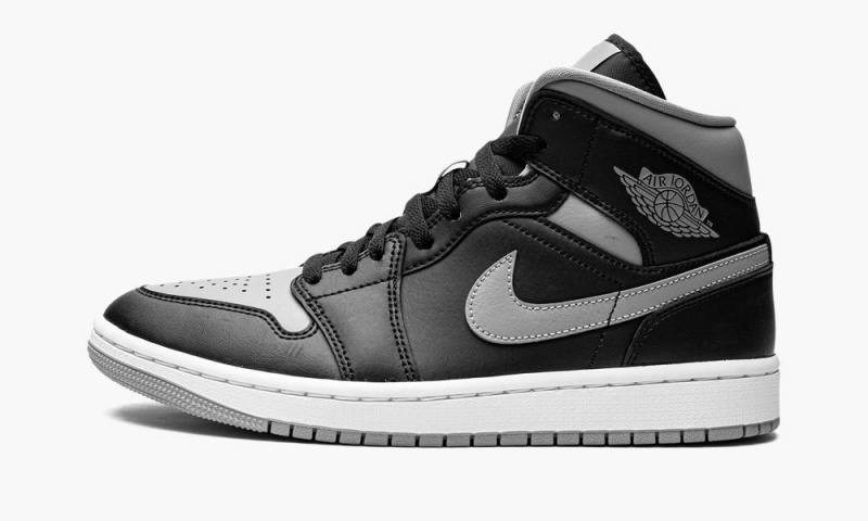 Nike Air Jordan 1 Mid \'Shadow\' Womens Shoes Black / Grey / White | 429603-VRG