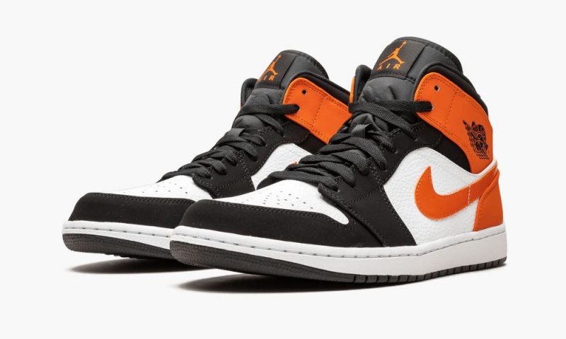 Nike Air Jordan 1 Mid 'Shattered Backboard' Mens Shoes Black / White / Orange | 172408-IYL