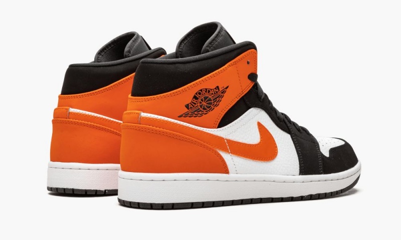 Nike Air Jordan 1 Mid 'Shattered Backboard' Mens Shoes Black / White / Orange | 172408-IYL