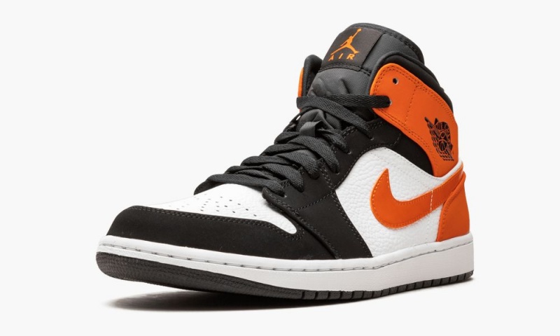 Nike Air Jordan 1 Mid 'Shattered Backboard' Mens Shoes Black / White / Orange | 172408-IYL