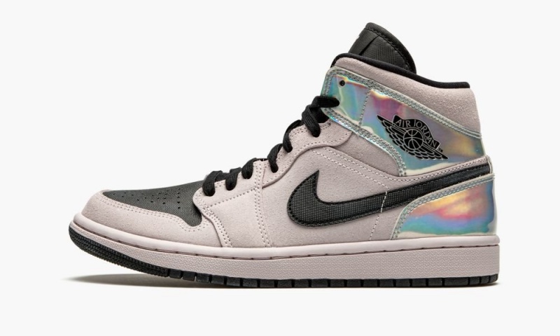 Nike Air Jordan 1 Mid W \'Iridescent\' Womens Shoes Rose / Black / Multicolor | 831052-NVP