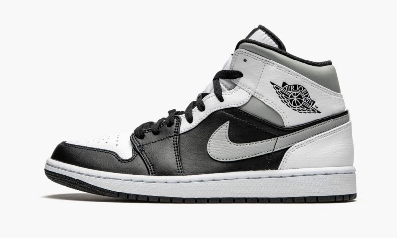 Nike Air Jordan 1 Mid \'White Shadow\' Mens Shoes Black / White / Grey | 106258-OHD