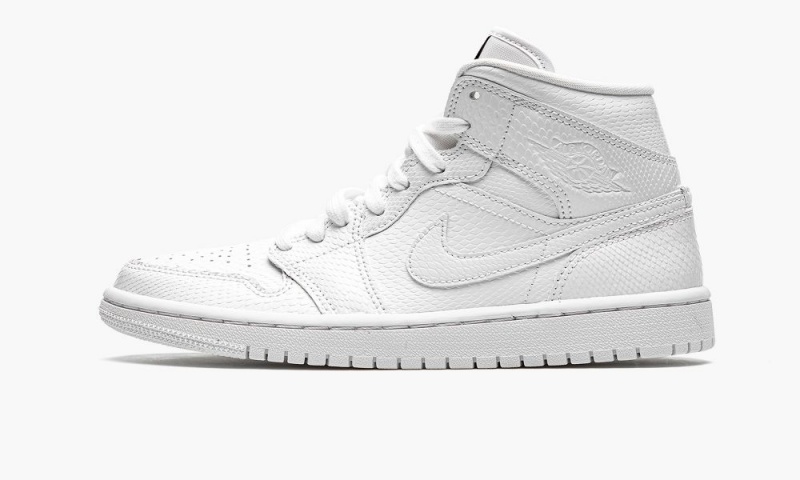 Nike Air Jordan 1 Mid \'White Snakeskin\' Womens Shoes White | 351082-RBS