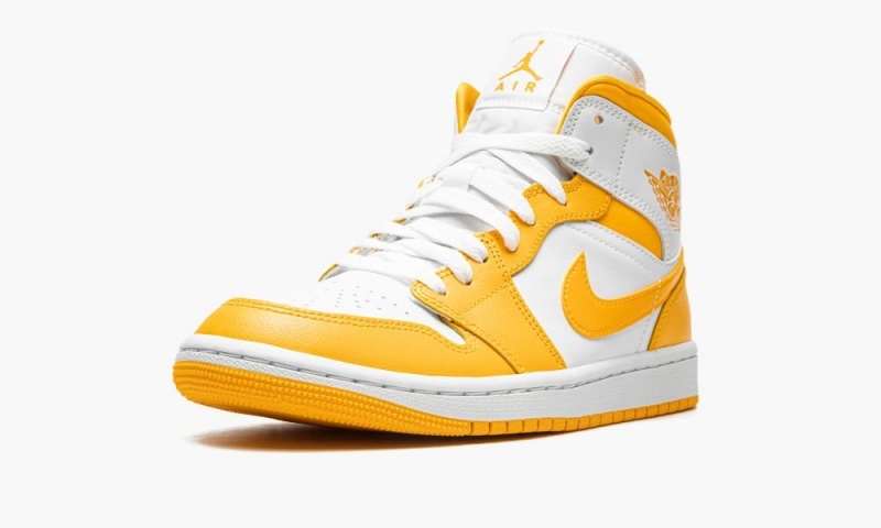 Nike Air Jordan 1 Mid 'White / University Gold' Womens Shoes White / Gold | 846310-QFA