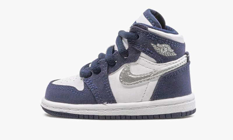 Nike Air Jordan 1 Retro High CO.JP \'Midnight Navy\' Kids Shoes White / Metal Silver | 208546-XTG