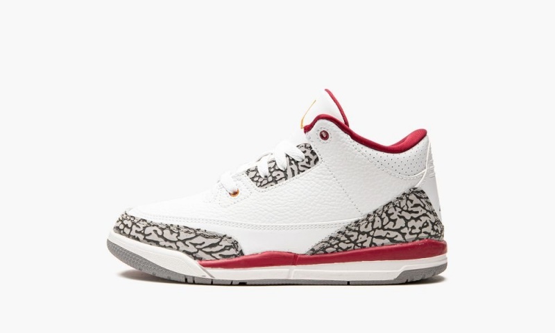 Nike Air Jordan 3 PS \'Cardinal\' Kids Shoes White / Deep Yellow / Red | 125678-FJL