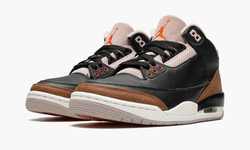 Nike Air Jordan 3 Retro 'Desert Elephant' Mens Shoes Black / Orange / Khaki Grey | 685130-EKJ