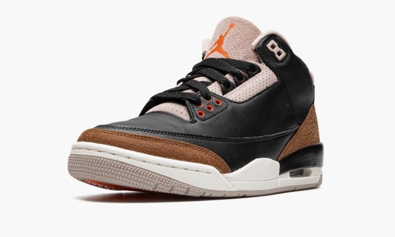 Nike Air Jordan 3 Retro 'Desert Elephant' Mens Shoes Black / Orange / Khaki Grey | 685130-EKJ