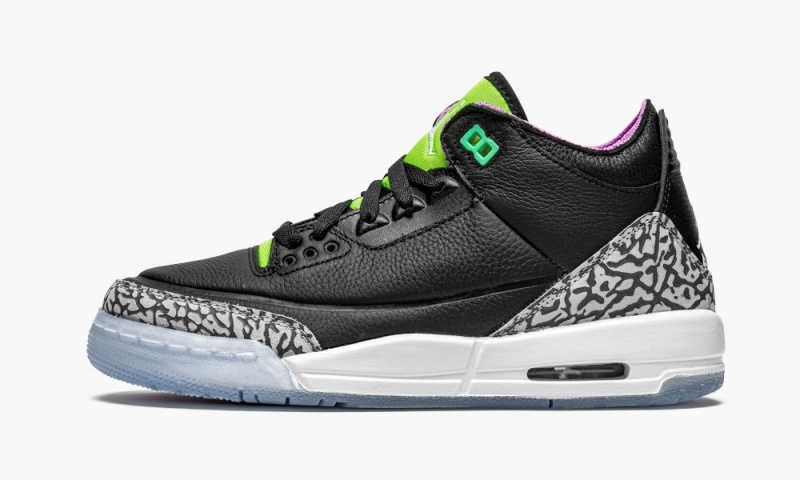 Nike Air Jordan 3 Retro GS \'Electric Green\' Kids Shoes Black / White / Green | 619473-DFC