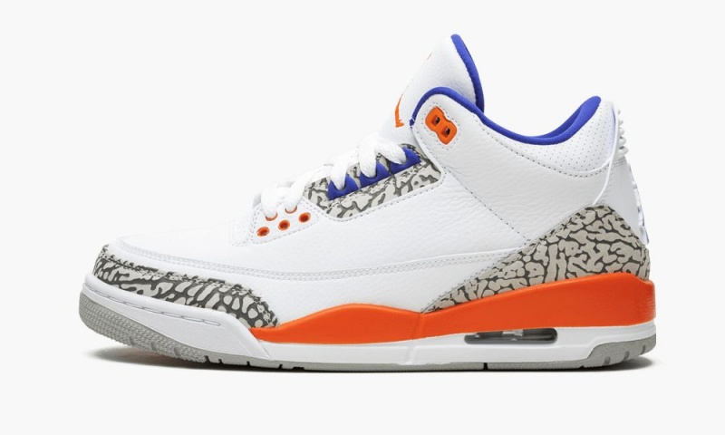 Nike Air Jordan 3 Retro \'Knicks\' Mens Shoes White / Royal | 106974-OZG