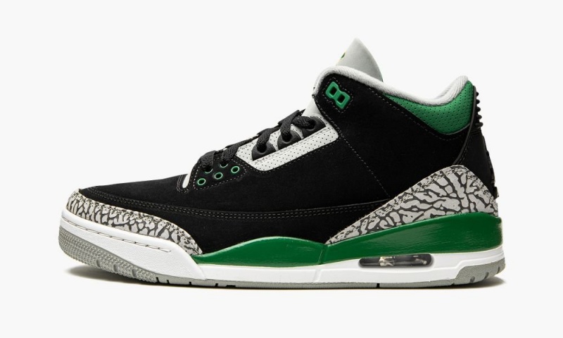 Nike Air Jordan 3 Retro \'Pine Green\' Mens Shoes Black / Deep Green / Silver / White | 834576-WEM