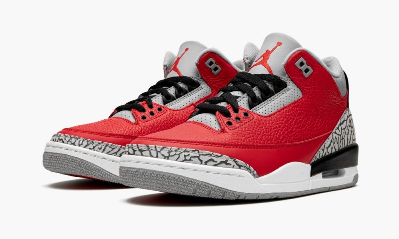 Nike Air Jordan 3 Retro 'Red Cement/Unite' Mens Shoes Red / Grey / Black | 249680-YLP