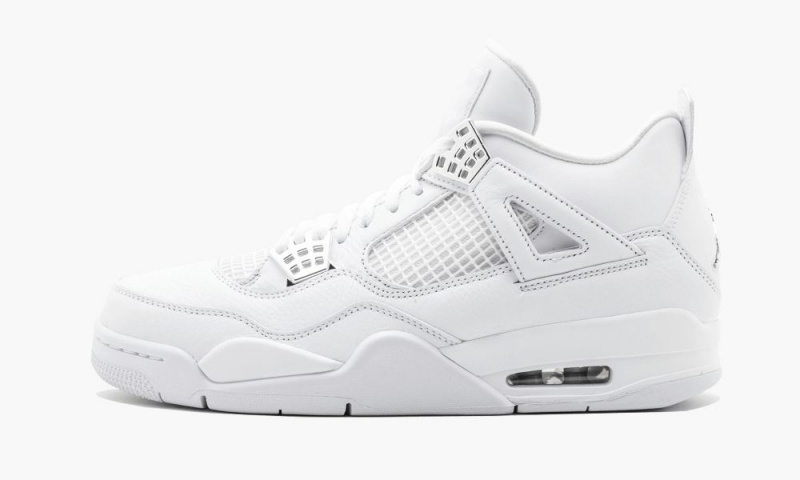 Nike Air Jordan 4 Retro \'Pure Money\' Mens Shoes White / Metal Silver | 538041-RGE